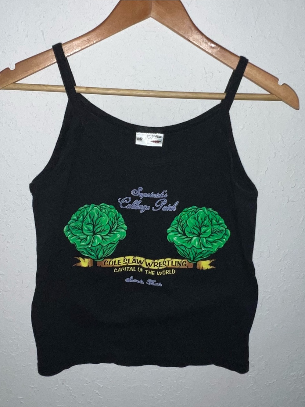 Sopotnick's Cabbage Patch Bar Black Graphic Tank Top Cole Slaw wrestling Size L